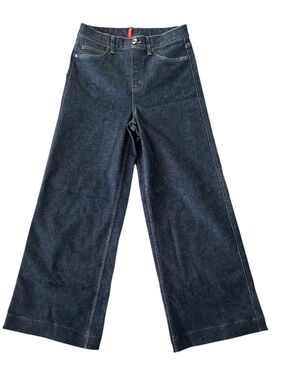 SPANX Wide Leg Denim Pants Raw Indigo Dark Size M Medium 20547R